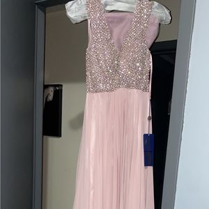 mauve embellished full length dress, size 4. NWT